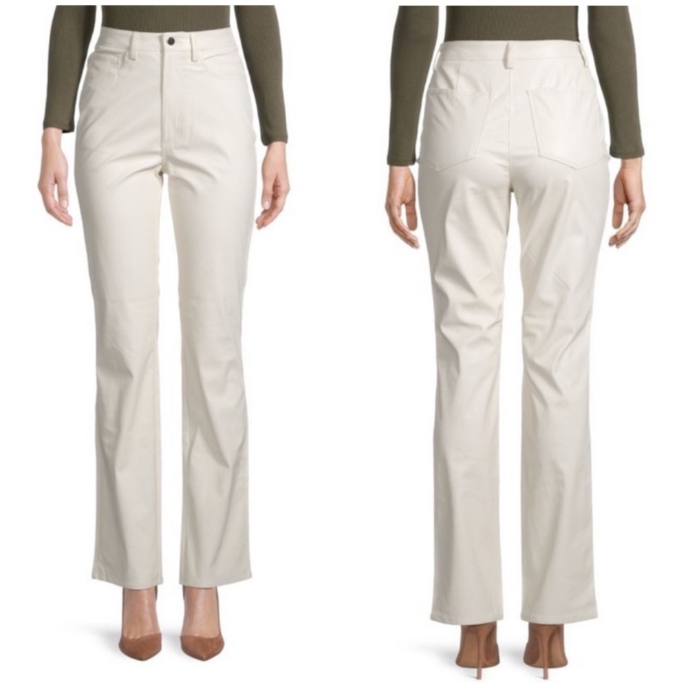 WeWoreWhat Danielle Bernstein Ivory High Waist Croc Ankle Flare Pants 29